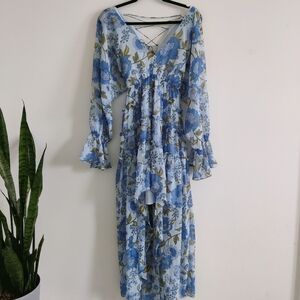 Steve Madden Sol Floral Dress In vintage Blue Sz S